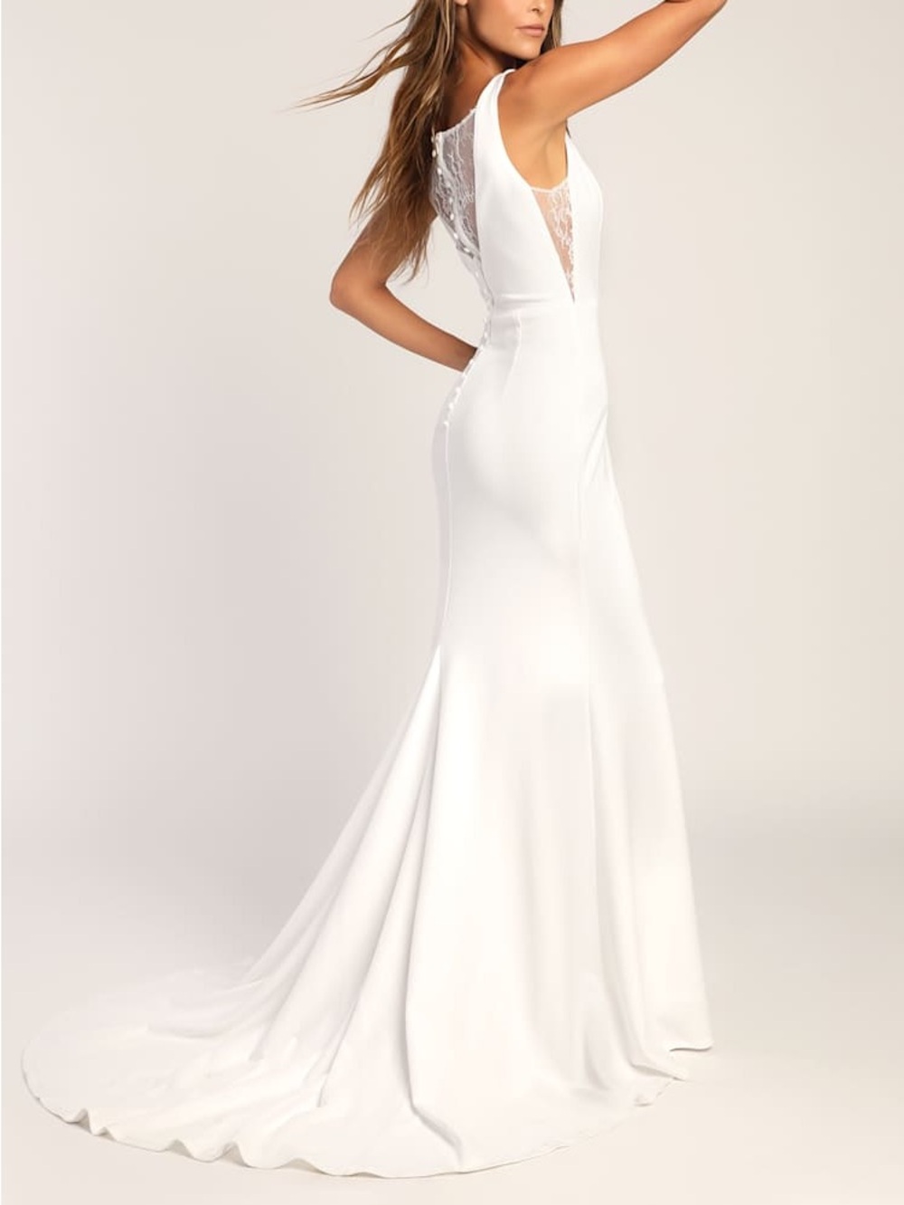 Lulus Long Lasting Love Ivory Lace V-neck Mermaid Dress Size XS NWT